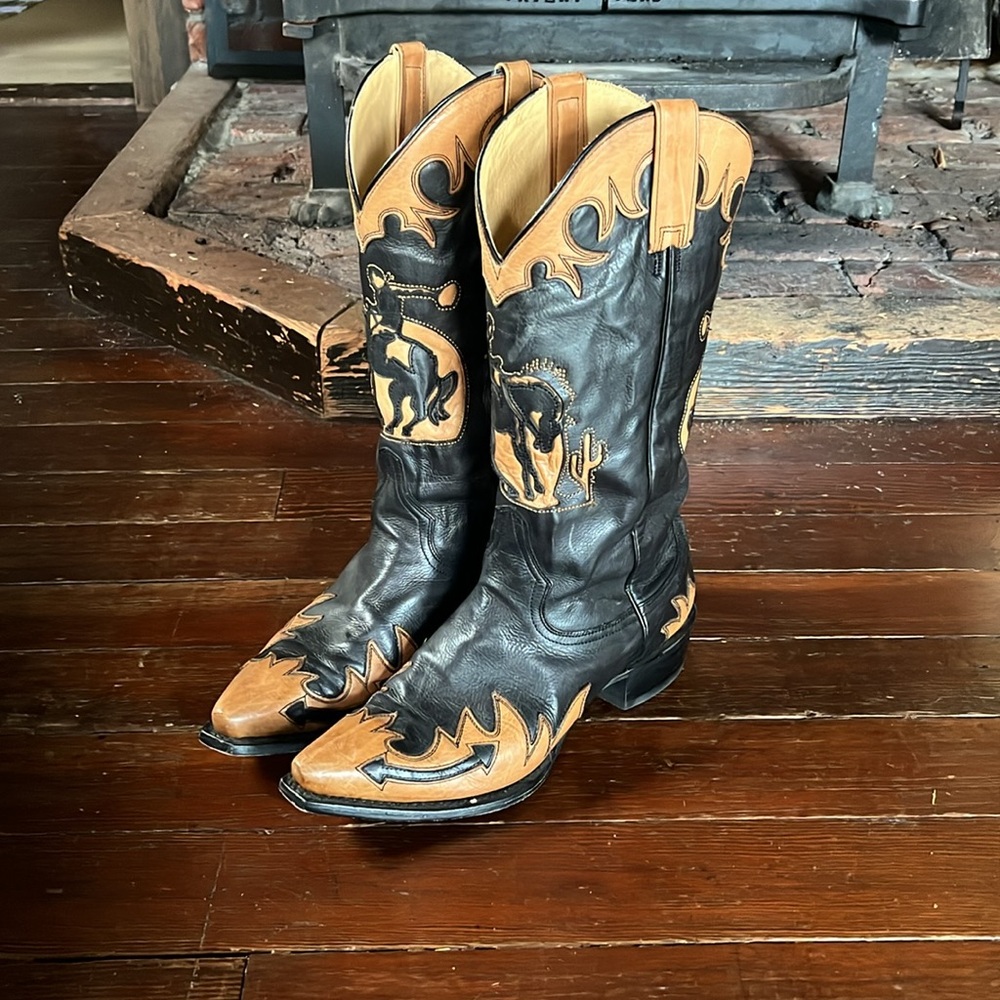 Stetson Faye Cowgirl & Horse Underlay Leather Cowboy boots